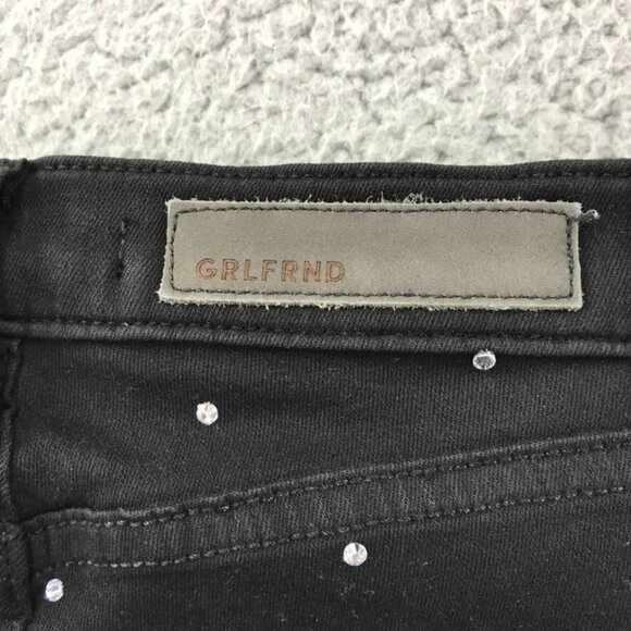 GRLFRND Womens Size 23 KENDALL Black Denim w/ Rhinestones High Rise Skinny Jeans - Picture 5 of 16